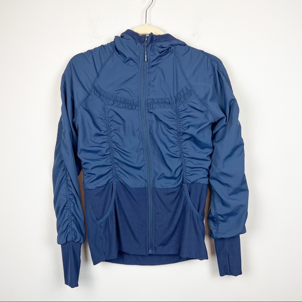 Mondetta‎ Navy Ruched Full Zip Hoodie Track Jacket